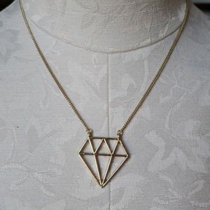 Gold geo diamand pendant necklace